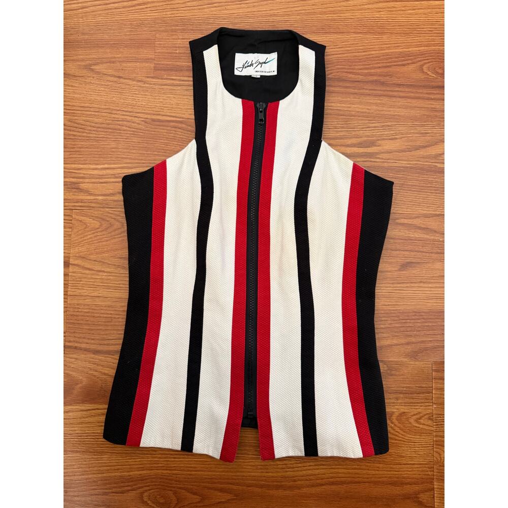 Vintage Linda Segal Avant Garde Zip Front Structured Vest Top 90s designer